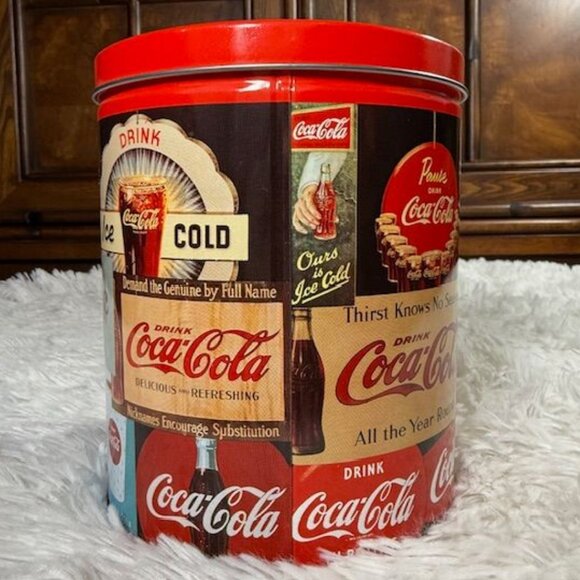 NWOT Vintage Signs Coca-Cola Cylinder Tin with Puzzle - Picture 2 of 12